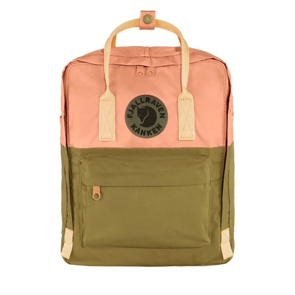 Fjallraven Kanken Art Landsort Backpack in Peach and Olive mini